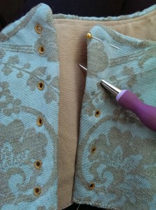 Creating eyelets on bodice