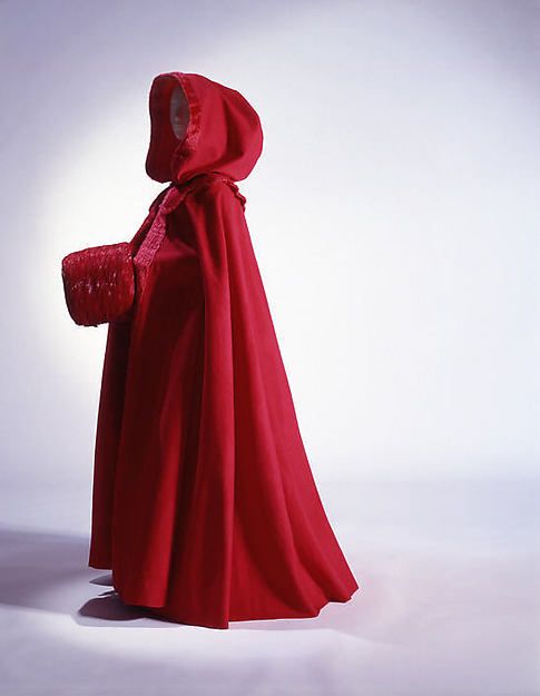 Cloak, 1770, red wool with wool plush trim